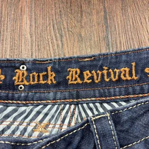 ROCK REVIVAL Buckle GWEN Boot Crystal Flap Jeans Dark Wash Women’s Size 26